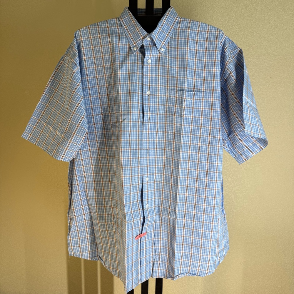 Resistol Rodeo Gear Short Sleeve Western Shirt XXL Blue Plaid Cotton